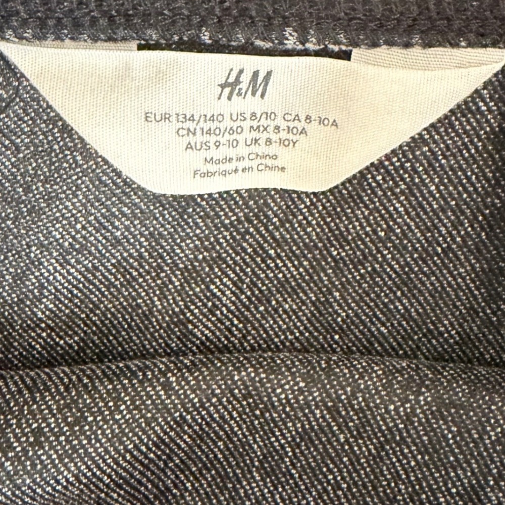 H&M Ruffle Hem Skirt Girls 8/10 Grey Excellent Acid Wash Asymmetrical Denim - Picture 6 of 8